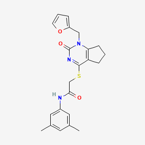 molecular formula C22H23N3O3S B2414680 N-(3,5-dimethylphenyl)-2-({1-[(furan-2-yl)methyl]-2-oxo-1H,2H,5H,6H,7H-cyclopenta[d]pyrimidin-4-yl}sulfanyl)acetamide CAS No. 946373-81-5