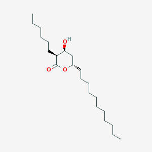 molecular formula C22H42O3 B024147 (3S,4S,6S)-3-Hexyl-3,4,5,6-tetrahydro-4-hydroxy-6-undecyl-2H-pyran-2-one CAS No. 68711-33-1