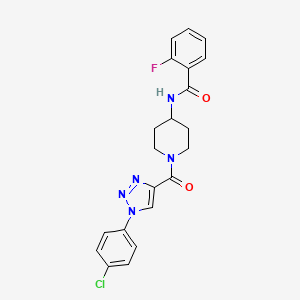 molecular formula C21H19ClFN5O2 B2414711 N-(1-(1-(4-chlorophenyl)-1H-1,2,3-triazole-4-carbonyl)piperidin-4-yl)-2-fluorobenzamide CAS No. 1251608-05-5