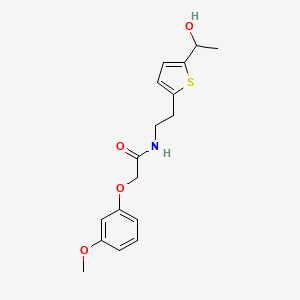 molecular formula C17H21NO4S B2414714 N-(2-(5-(1-hydroxyethyl)thiophen-2-yl)ethyl)-2-(3-methoxyphenoxy)acetamide CAS No. 2034256-40-9
