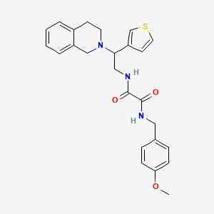 molecular formula C25H27N3O3S B2414716 N1-(2-(3,4-dihydroisoquinolin-2(1H)-yl)-2-(thiophen-3-yl)ethyl)-N2-(4-methoxybenzyl)oxalamide CAS No. 954618-45-2
