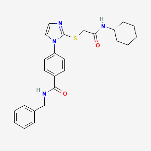 molecular formula C25H28N4O2S B2414721 N-benzyl-4-(2-((2-(cyclohexylamino)-2-oxoethyl)thio)-1H-imidazol-1-yl)benzamide CAS No. 1206991-64-1