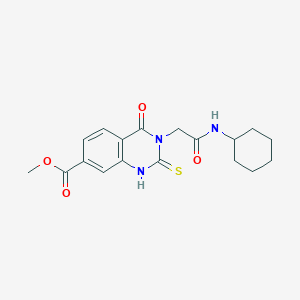 molecular formula C18H21N3O4S B2414724 Methyl 3-(2-(cyclohexylamino)-2-oxoethyl)-4-oxo-2-thioxo-1,2,3,4-tetrahydroquinazoline-7-carboxylate CAS No. 946215-97-0