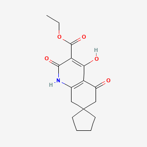 molecular formula C16H19NO5 B2414736 ethyl 4-hydroxy-2,5-dioxospiro[6,8-dihydro-1H-quinoline-7,1'-cyclopentane]-3-carboxylate CAS No. 1332486-08-4