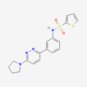 molecular formula C18H18N4O2S2 B2414746 N-{3-[6-(pyrrolidin-1-yl)pyridazin-3-yl]phenyl}thiophene-2-sulfonamide CAS No. 904825-95-2