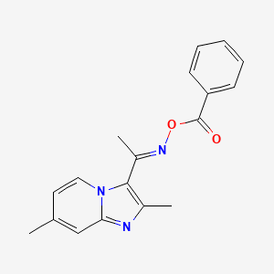 molecular formula C18H17N3O2 B2414756 N-(benzoyloxy)-N-[(E)-1-(2,7-dimethylimidazo[1,2-a]pyridin-3-yl)ethylidene]amine CAS No. 478047-83-5