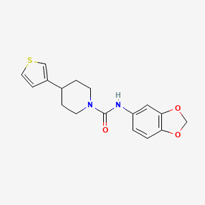 molecular formula C17H18N2O3S B2414761 N-(benzo[d][1,3]dioxol-5-yl)-4-(thiophen-3-yl)piperidine-1-carboxamide CAS No. 1396768-56-1