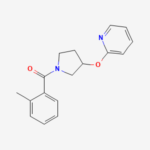 molecular formula C17H18N2O2 B2414833 (3-(Pyridin-2-yloxy)pyrrolidin-1-yl)(o-tolyl)methanone CAS No. 1903930-85-7