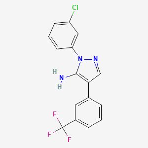 molecular formula C16H11ClF3N3 B2414841 1-(3-chlorophenyl)-4-[3-(trifluoromethyl)phenyl]-1H-pyrazol-5-amine CAS No. 324008-97-1