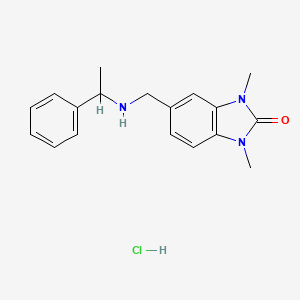 molecular formula C18H22ClN3O B2414843 1,3-Dimethyl-5-[(1-phenylethylamino)methyl]benzimidazol-2-one;hydrochloride CAS No. 881449-98-5