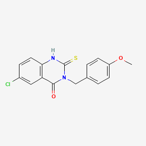 molecular formula C16H13ClN2O2S B2414844 6-CHLORO-3-[(4-METHOXYPHENYL)METHYL]-2-SULFANYLIDENE-1,2,3,4-TETRAHYDROQUINAZOLIN-4-ONE CAS No. 422527-21-7
