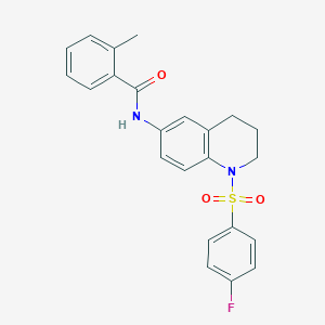 molecular formula C23H21FN2O3S B2414854 N-(1-((4-fluorophenyl)sulfonyl)-1,2,3,4-tetrahydroquinolin-6-yl)-2-methylbenzamide CAS No. 941929-55-1