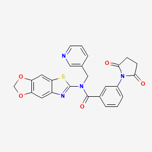 molecular formula C25H18N4O5S B2414894 N-([1,3]dioxolo[4,5-f][1,3]benzothiazol-6-yl)-3-(2,5-dioxopyrrolidin-1-yl)-N-(pyridin-3-ylmethyl)benzamide CAS No. 895020-22-1