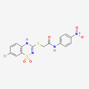 2-((7-chloro-1,1-dioxido-4H-benzo[e][1,2,4]thiadiazin-3-yl)thio)-N-(4-nitrophenyl)acetamide