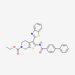 ethyl 3-(1,3-benzothiazol-2-yl)-2-[(4-phenylbenzoyl)amino]-5,7-dihydro-4H-thieno[2,3-c]pyridine-6-carboxylate