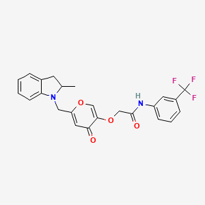 2-((6-((2-methylindolin-1-yl)methyl)-4-oxo-4H-pyran-3-yl)oxy)-N-(3-(trifluoromethyl)phenyl)acetamide