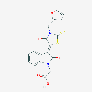 molecular formula C18H12N2O5S2 B241493 {(3Z)-3-[3-(2-FURYLMETHYL)-4-OXO-2-THIOXO-1,3-THIAZOLIDIN-5-YLIDENE]-2-OXO-2,3-DIHYDRO-1H-INDOL-1-YL}ACETIC ACID 