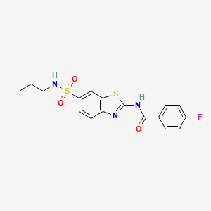 4-fluoro-N-[6-(propylsulfamoyl)-1,3-benzothiazol-2-yl]benzamide