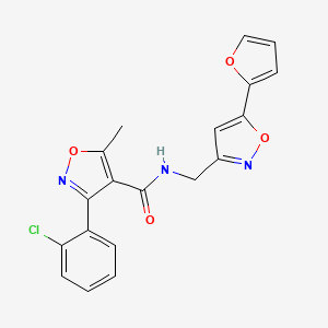 molecular formula C19H14ClN3O4 B2414981 3-(2-chlorophenyl)-N-((5-(furan-2-yl)isoxazol-3-yl)methyl)-5-methylisoxazole-4-carboxamide CAS No. 1170363-34-4