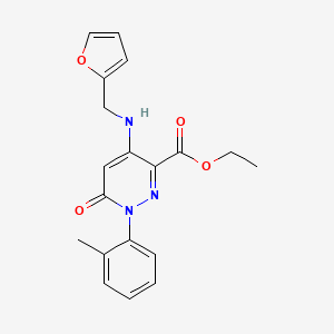 molecular formula C19H19N3O4 B2415012 Ethyl 4-((furan-2-ylmethyl)amino)-6-oxo-1-(o-tolyl)-1,6-dihydropyridazine-3-carboxylate CAS No. 923139-70-2