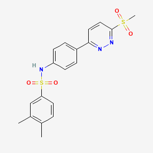 molecular formula C19H19N3O4S2 B2415013 N-[4-(6-methanesulfonylpyridazin-3-yl)phenyl]-3,4-dimethylbenzene-1-sulfonamide CAS No. 921793-90-0