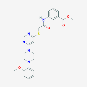 molecular formula C25H27N5O4S B2415062 methyl 3-[2-({6-[4-(2-methoxyphenyl)piperazin-1-yl]pyrimidin-4-yl}sulfanyl)acetamido]benzoate CAS No. 1251671-44-9