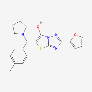 molecular formula C20H20N4O2S B2415083 2-(Furan-2-yl)-5-(pyrrolidin-1-yl(p-tolyl)methyl)thiazolo[3,2-b][1,2,4]triazol-6-ol CAS No. 896292-96-9