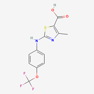 molecular formula C12H9F3N2O3S B2415150 4-Methyl-2-{[4-(trifluoromethoxy)phenyl]amino}-1,3-thiazole-5-carboxylic acid CAS No. 1513786-65-6