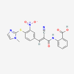 molecular formula C21H15N5O5S B2415157 2-[[(E)-2-cyano-3-[4-(1-methylimidazol-2-yl)sulfanyl-3-nitrophenyl]prop-2-enoyl]amino]benzoic acid CAS No. 1147362-27-3