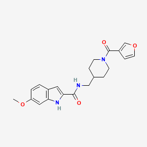 molecular formula C21H23N3O4 B2415237 N-((1-(furan-3-carbonyl)piperidin-4-yl)methyl)-6-methoxy-1H-indole-2-carboxamide CAS No. 1797290-38-0