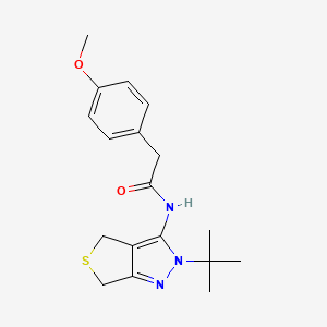 molecular formula C18H23N3O2S B2415310 N-{2-tert-butyl-2H,4H,6H-thieno[3,4-c]pyrazol-3-yl}-2-(4-methoxyphenyl)acetamide CAS No. 392288-46-9