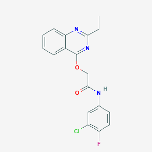 molecular formula C18H15ClFN3O2 B2415317 N-(3-chloro-4-fluorophenyl)-2-[(2-ethylquinazolin-4-yl)oxy]acetamide CAS No. 1115933-41-9