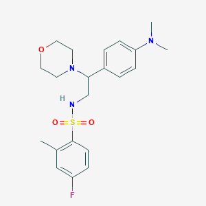 molecular formula C21H28FN3O3S B2415337 N-(2-(4-(dimethylamino)phenyl)-2-morpholinoethyl)-4-fluoro-2-methylbenzenesulfonamide CAS No. 946287-91-8