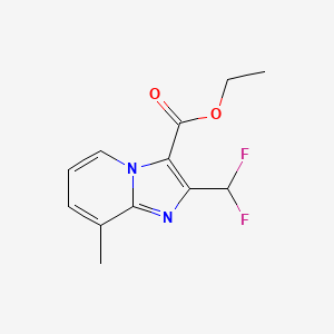 molecular formula C12H12F2N2O2 B2415375 Ethyl 2-(difluoromethyl)-8-methylimidazo[1,2-a]pyridine-3-carboxylate CAS No. 2514942-05-1