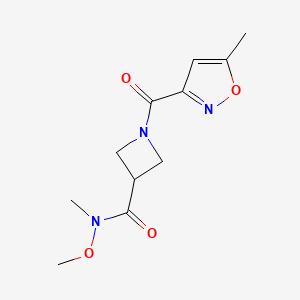 molecular formula C11H15N3O4 B2415468 N-methoxy-N-methyl-1-(5-methyl-1,2-oxazole-3-carbonyl)azetidine-3-carboxamide CAS No. 1351644-38-6