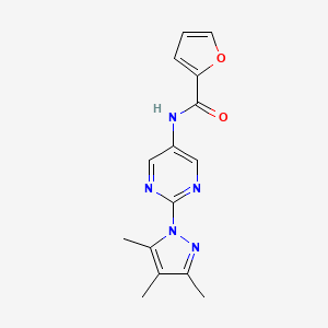 molecular formula C15H15N5O2 B2415483 N-(2-(3,4,5-trimethyl-1H-pyrazol-1-yl)pyrimidin-5-yl)furan-2-carboxamide CAS No. 1421483-35-3