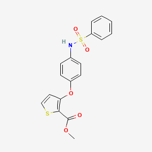 molecular formula C18H15NO5S2 B2415505 Methyl 3-{4-[(phenylsulfonyl)amino]phenoxy}-2-thiophenecarboxylate CAS No. 900015-17-0