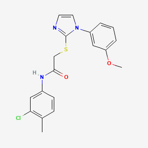 molecular formula C19H18ClN3O2S B2415511 N-(3-chloro-4-methylphenyl)-2-((1-(3-methoxyphenyl)-1H-imidazol-2-yl)thio)acetamide CAS No. 851132-47-3