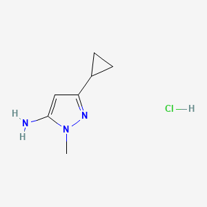 molecular formula C7H12ClN3 B2415515 3-Cyclopropyl-1-methyl-1H-pyrazol-5-amine hydrochloride CAS No. 2172268-09-4