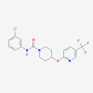 molecular formula C18H17ClF3N3O2 B2415517 N-(3-chlorophenyl)-4-((5-(trifluoromethyl)pyridin-2-yl)oxy)piperidine-1-carboxamide CAS No. 1421443-39-1