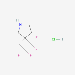 molecular formula C7H10ClF4N B2415534 1,1,2,2-Tetrafluoro-6-azaspiro[3.4]octane hydrochloride CAS No. 2126159-80-4