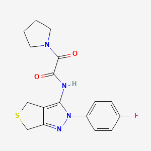 molecular formula C17H17FN4O2S B2415536 N-[2-(4-fluorophenyl)-4,6-dihydrothieno[3,4-c]pyrazol-3-yl]-2-oxo-2-pyrrolidin-1-ylacetamide CAS No. 946252-75-1