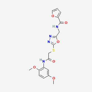 molecular formula C18H18N4O6S B2415542 N-{[5-({[(2,5-DIMETHOXYPHENYL)CARBAMOYL]METHYL}SULFANYL)-1,3,4-OXADIAZOL-2-YL]METHYL}FURAN-2-CARBOXAMIDE CAS No. 851862-49-2