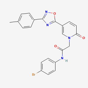 molecular formula C22H17BrN4O3 B2415557 N-(4-bromophenyl)-2-(2-oxo-5-(3-(p-tolyl)-1,2,4-oxadiazol-5-yl)pyridin-1(2H)-yl)acetamide CAS No. 1112437-99-6