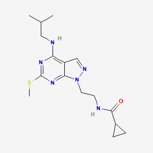 molecular formula C16H24N6OS B2415560 N-(2-(4-(isobutylamino)-6-(methylthio)-1H-pyrazolo[3,4-d]pyrimidin-1-yl)ethyl)cyclopropanecarboxamide CAS No. 941985-32-6