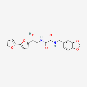 molecular formula C20H18N2O7 B2415562 N-(1,3-Benzodioxol-5-ylmethyl)-N'-[2-[5-(furan-2-yl)furan-2-yl]-2-hydroxyethyl]oxamide CAS No. 2310146-25-7