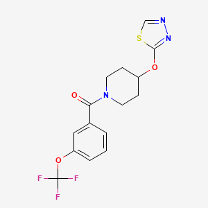 molecular formula C15H14F3N3O3S B2415588 (4-((1,3,4-Thiadiazol-2-yl)oxy)piperidin-1-yl)(3-(trifluoromethoxy)phenyl)methanone CAS No. 2194848-79-6