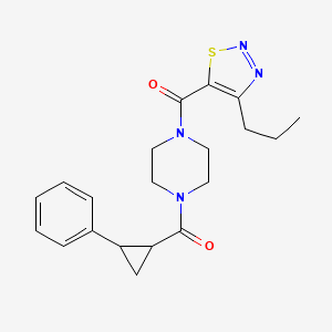 molecular formula C20H24N4O2S B2415600 (4-(2-Phenylcyclopropanecarbonyl)piperazin-1-yl)(4-propyl-1,2,3-thiadiazol-5-yl)methanone CAS No. 1207029-37-5