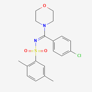 molecular formula C19H21ClN2O3S B2415606 (E)-N-((4-chlorophenyl)(morpholino)methylene)-2,5-dimethylbenzenesulfonamide CAS No. 17260-56-9