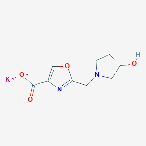 molecular formula C9H11KN2O4 B2415610 Potassium;2-[(3-hydroxypyrrolidin-1-yl)methyl]-1,3-oxazole-4-carboxylate CAS No. 2138337-14-9